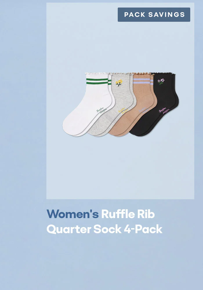PACK SAVINGS Women's Ruffle Rib Quarter Sock 4-Pack
