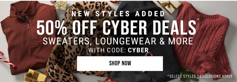 50% Off Cyber Deals* Hoodies, Loungewear & More With Code: CYBER