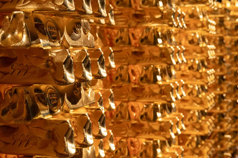 Close-up of gold bars