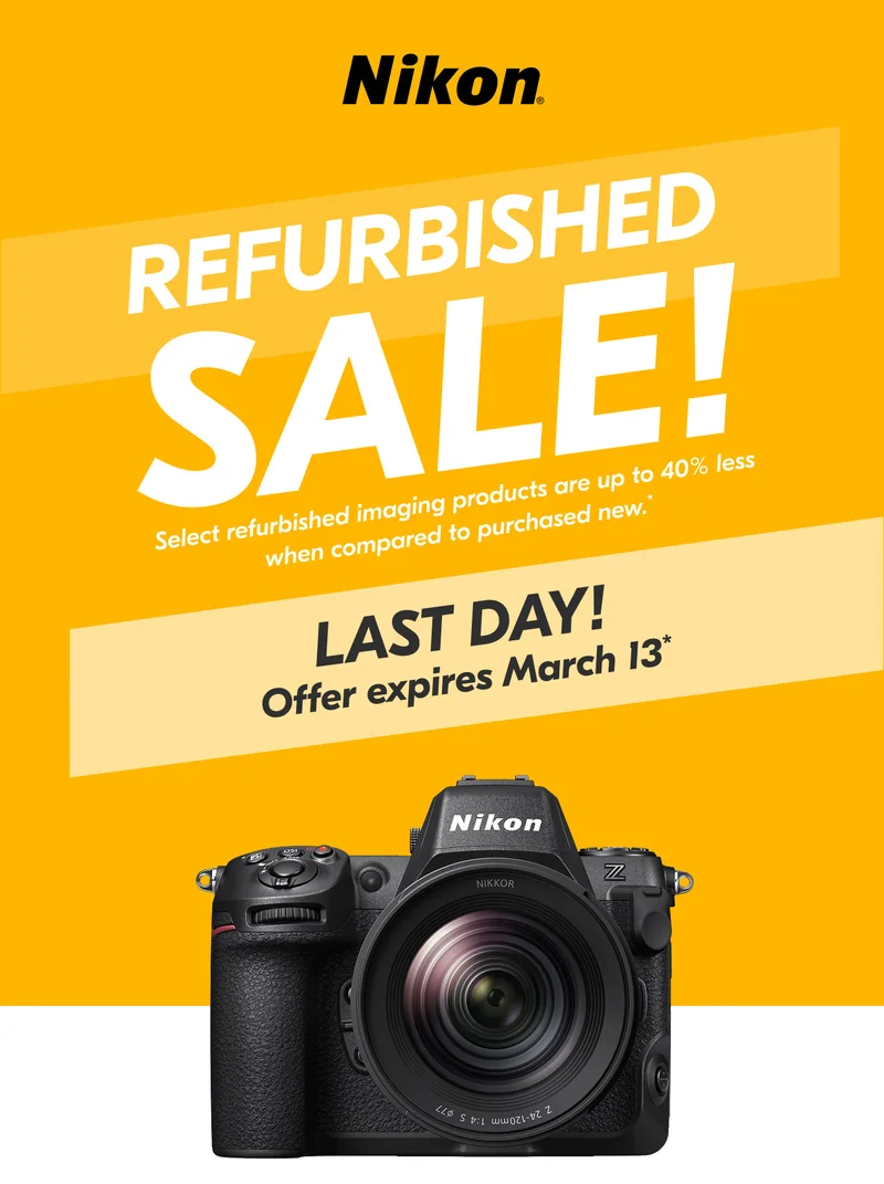 Nikon Refurbished Sale! | Select refurbished imaging products are up to 40% less when compared to purchased new.*