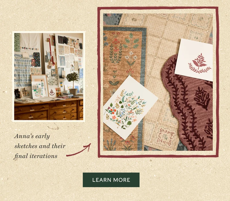 Anna's early sketches and their final iterations | LEARN MORE