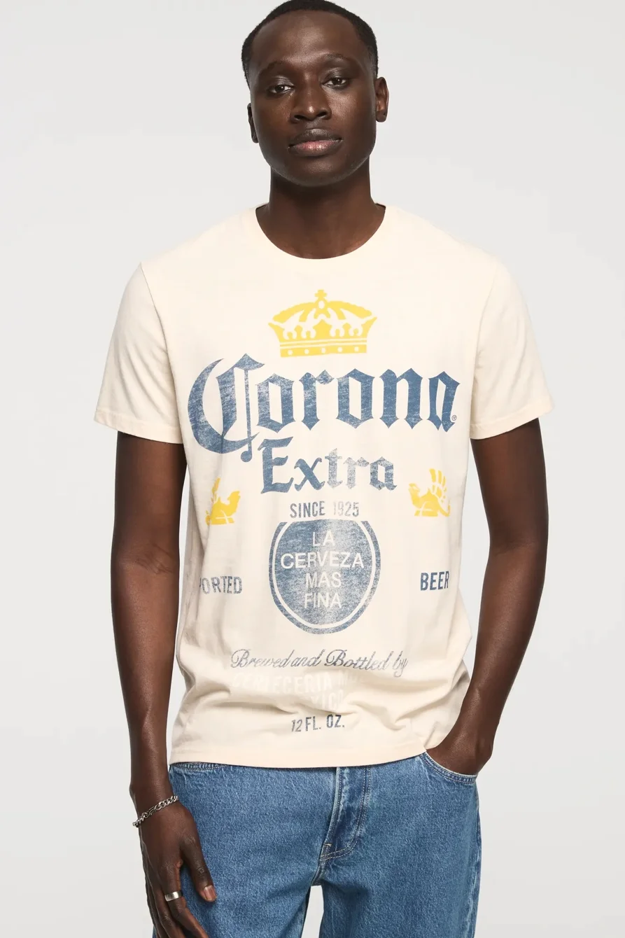 Image of Lucky Brand Corona Exploded Tee - Men's Clothing Tops Shirts Tee Graphic T Shirts in New Birch