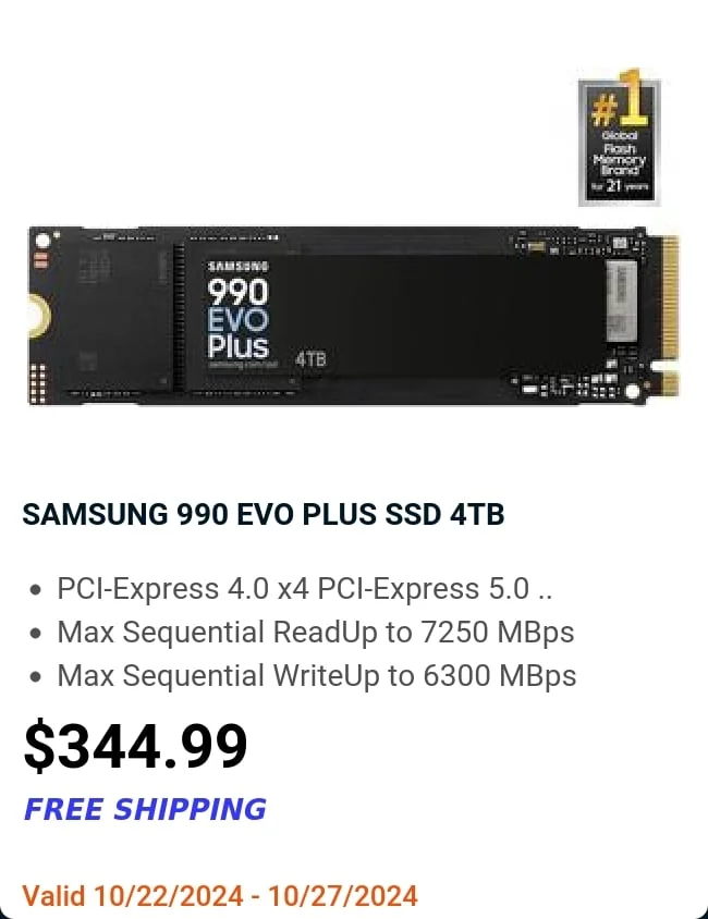 SAMSUNG 990 EVO PLUS SSD 4TB
