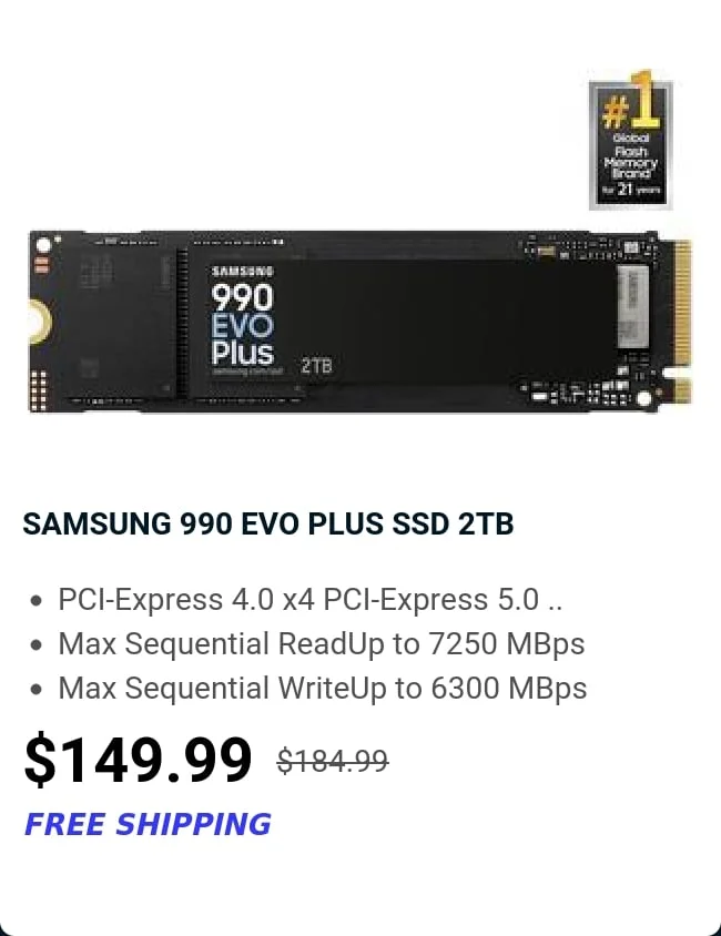SAMSUNG 990 EVO PLUS SSD 2TB