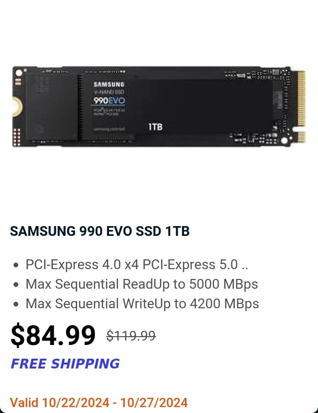 SAMSUNG 990 EVO SSD 1TB