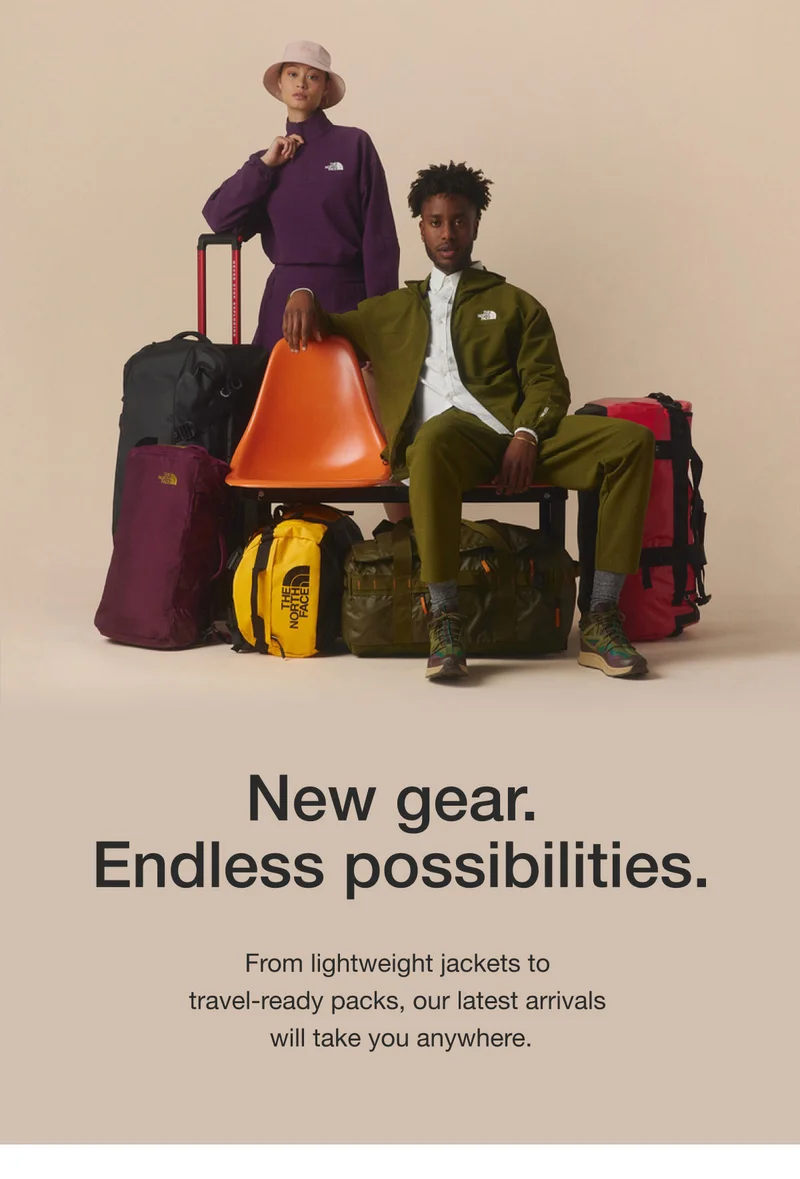 From lightweight jackets to travel-ready packs, our latest arrivals will take you anywhere.