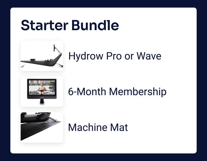 Starter Bundle .Hydrow Pro or Wave. 6-Month Membership. Machine Mat.
