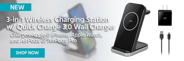 3-in-1 Wireless Charging Station w/ Quick Charge 3.0 Wall Charger