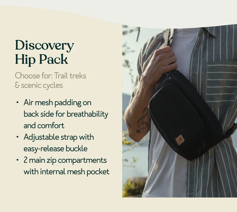 Discovery Hip Pack. Choose for: Trail treks & scenic cycles