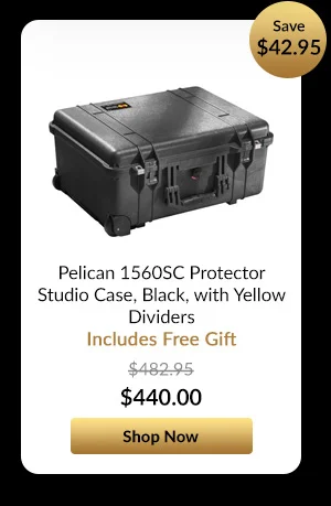 Pelican 1560SC Protector Studio Case, Black, with Yellow Dividers