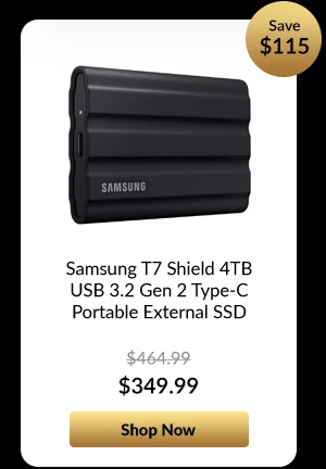 Samsung T7 Shield 4TB USB 3.2 Gen 2 Type-C Portable External SSD