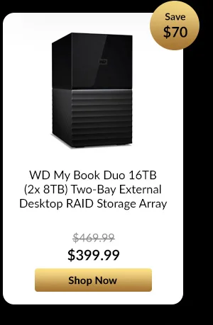 WD My Book Duo 16TB (2x 8TB) Two-Bay External Desktop RAID Storage Array