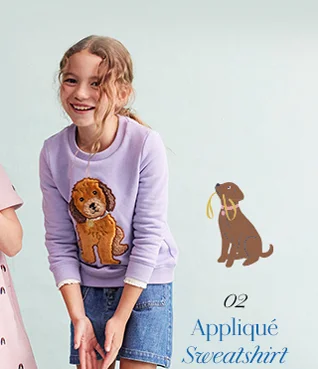 Appliqué Sweatshirt - Misty Lavender Dog