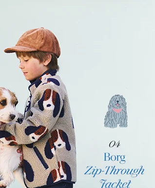 Cosy Borg Jacket - Oatmeal Pups