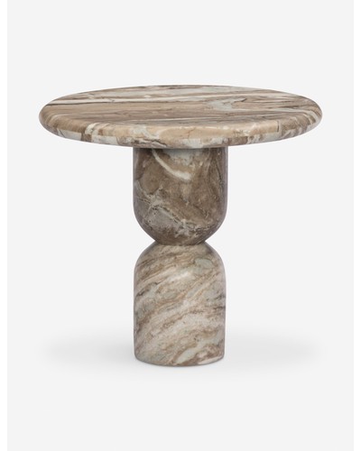 Figueroa Round Side Table by Amber Lewis x Four Hands-Beige Travertine