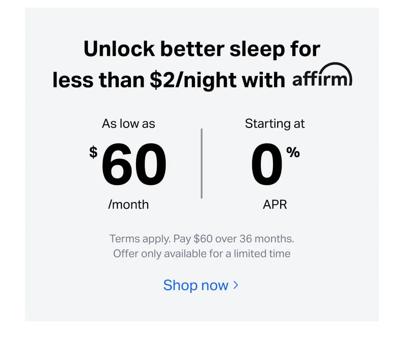 Unlock better sleep for less than $2/night with affirm