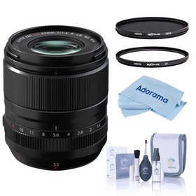 Fujifilm XF 33mm f/1.4 R LM WR Lens, Black, Bundle with Hoya 58mm UV and CPL Filters