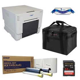 DNP DS-RX1HS 6" Dye Sublimation Printer - Bundle With DNP Print Media 4x6" 700 Prints, 64GB SDXC Memory Card, Padded Printer Carrying Case, DNP 3-Year Advance Exchange Service Contract