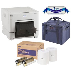 DNP DS-RX1HS 6" Dye Sublimation Printer, 290 4x6" Prints Per Hour, - BUNDLE With DNP Print Media for DS-RX1HS Printer, Slinger Padded Printer Carrying Case, DNP 3-Year Exchange Service Contract