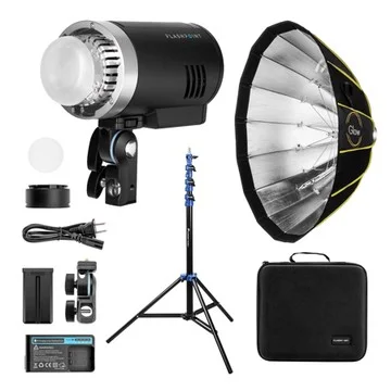 Flashpoint XPLOR 300 Pro TTL R2 Battery-Powered Monolight Bundle Direct Mount EZ Lock Softbox and Light Stand
