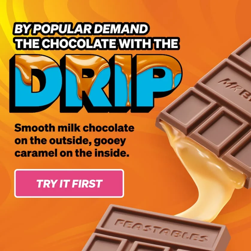By popular demand, the chocolate with the DRIP! Featsbales' Caramel Milk Chocolate has arrived. Smooth milk chocolate on the outside, gooey caramel on the inside. Be the first to try it!