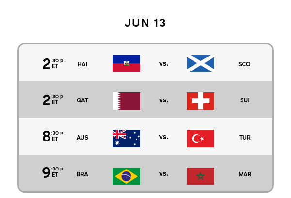 COPA Mundial Schedule