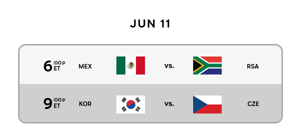 COPA Mundial Schedule