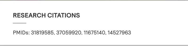 Research Citations: PMIDs: 31819585, 37059920, 11675140, 14527963