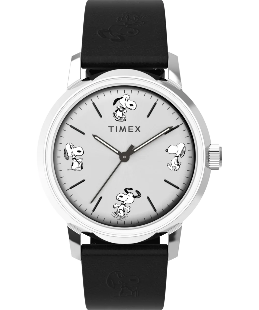 Image of Marlin® Automatic x Peanuts Sketch 40mm Leather Strap Watch