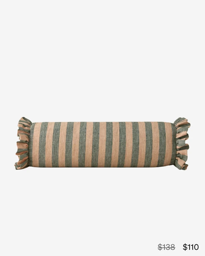 Shop Amaroso Linen Ruffle Bolster Pillow