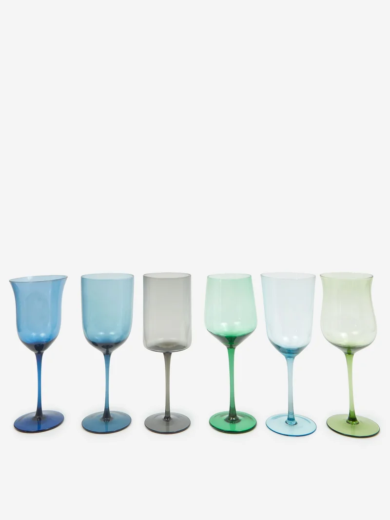Image of BITOSSI HOME Wine Glasses (Set of 6) Mixed - Nuance Blue/ Green