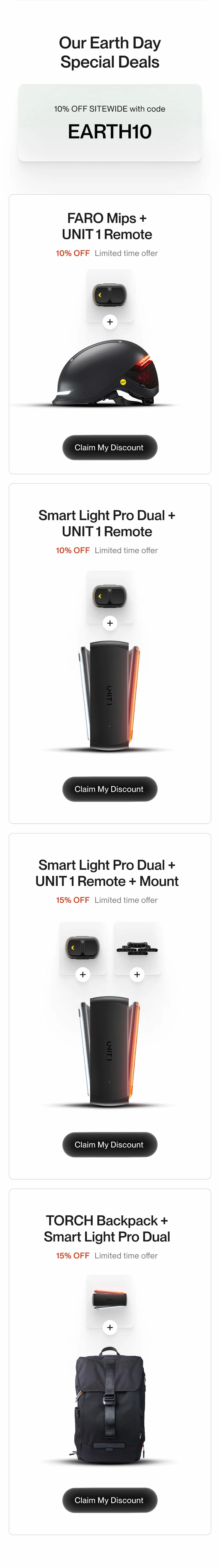 UNIT 1 trust icons showing certified smart helmets, 1-year warranty, free returns, and shipping.