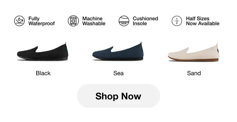 Fully Waterproof, Machine Washable, Cushioned Insole, Half Sizes Now Available. Comes in Black, Sea, and Sand. Shop Now.