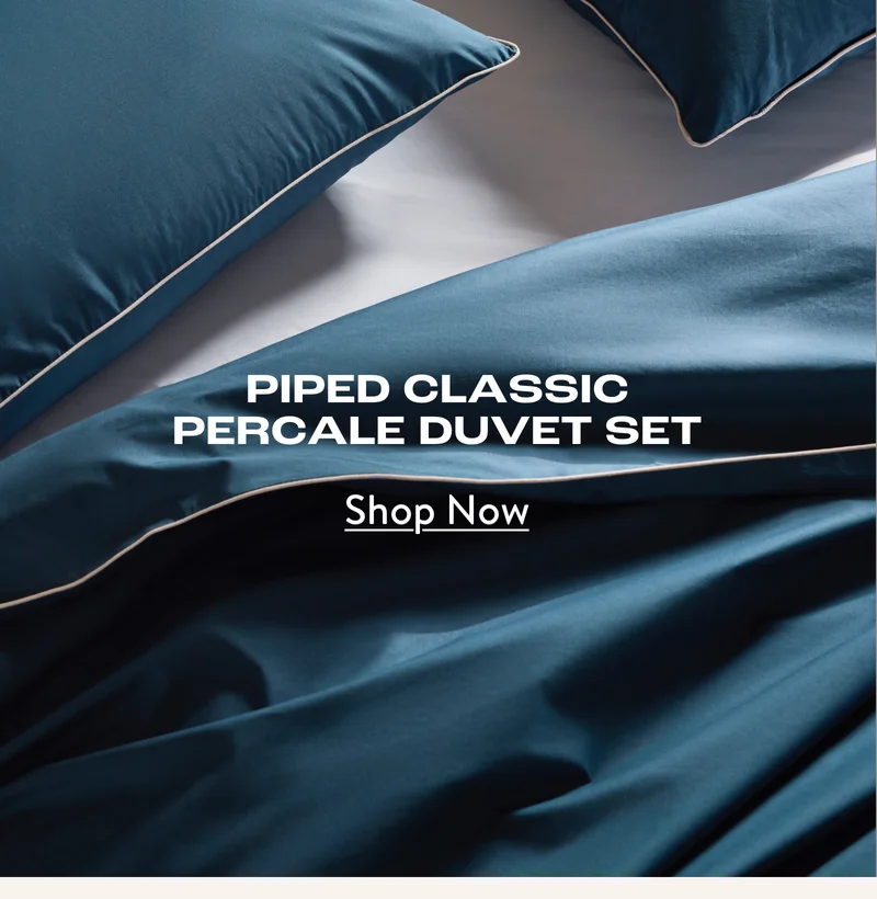 Piped Classic Percale Duvet Set