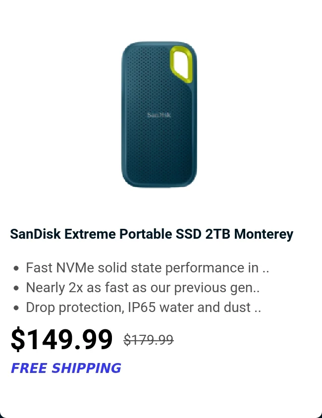 SanDisk Extreme Portable SSD 2TB Monterey