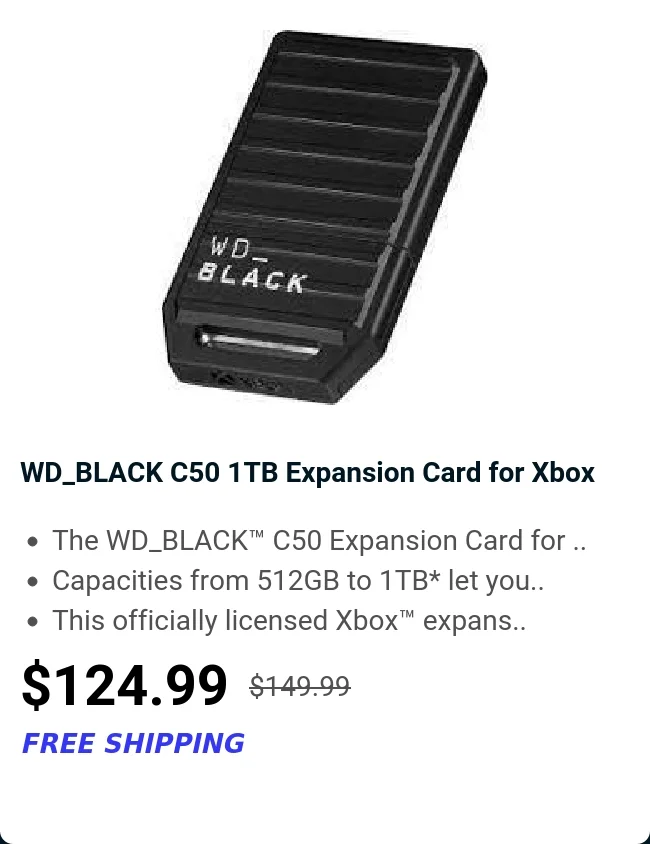 WD_BLACK C50 1TB Expansion Card for Xbox