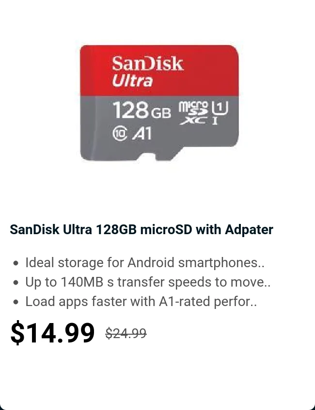 SanDisk Ultra 128GB microSD with Adpater
