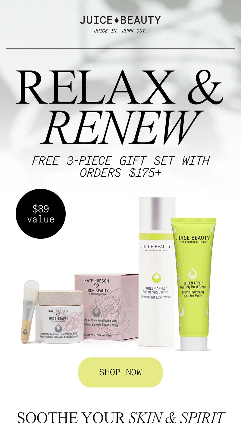 Relax & Renew: FREE 3-Piece Gift Set with Orders $175+