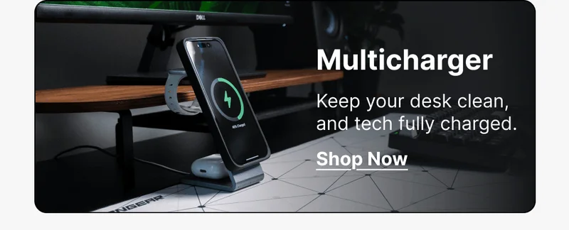 Multicharger Keep your desk clean, and tech fully charged.