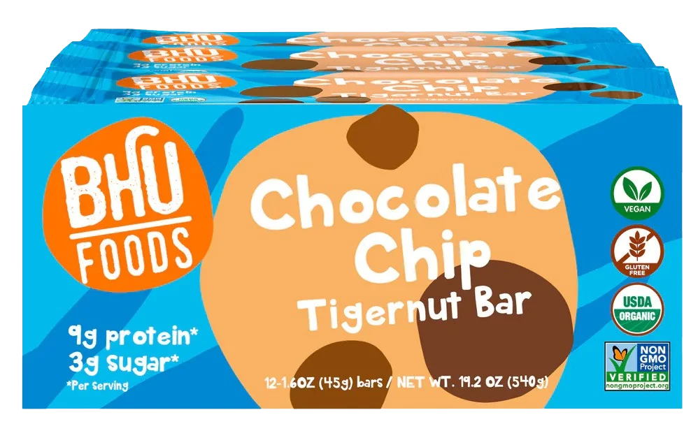 Image of BHU FOODS Chocolate Chip Tigernut Bar (12 Pack)