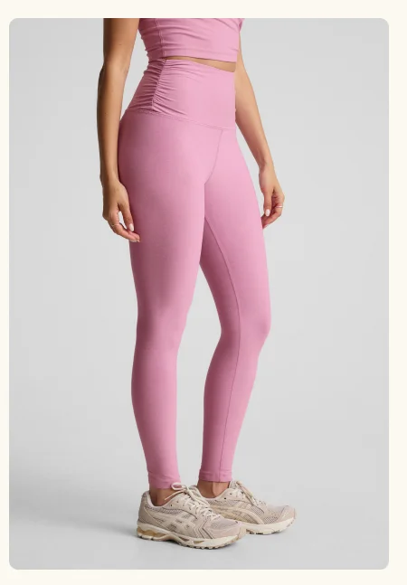 Spacedye Raise The Barre Shirred Legging in Pink Haze Heather