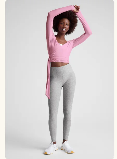Featherweight Waist No Time Wrap Top in Pink Haze Heather