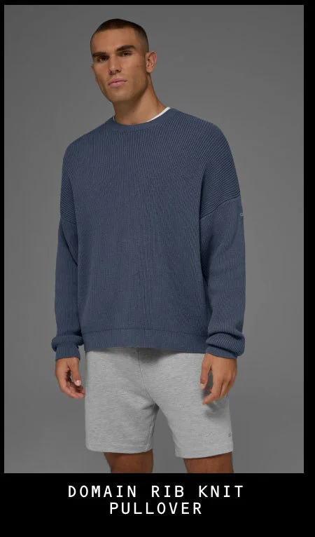 Domain Rib Knit Pullover - Bluestone