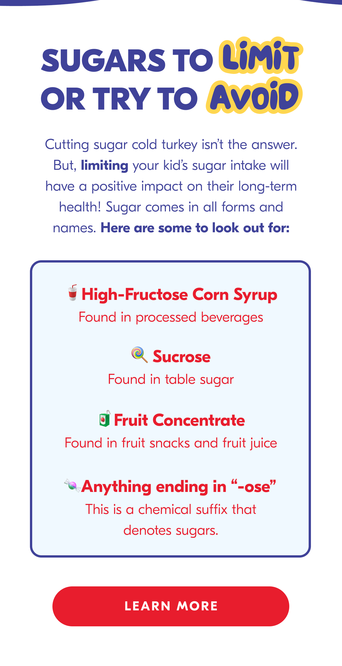 Sugars To Limit Or Try To Avoid