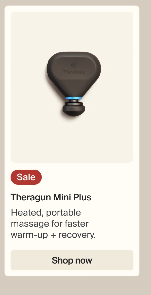 Sale | Theragun Mini Plus | Heated, portable massage for faster warm-up + recovery. | Shop now