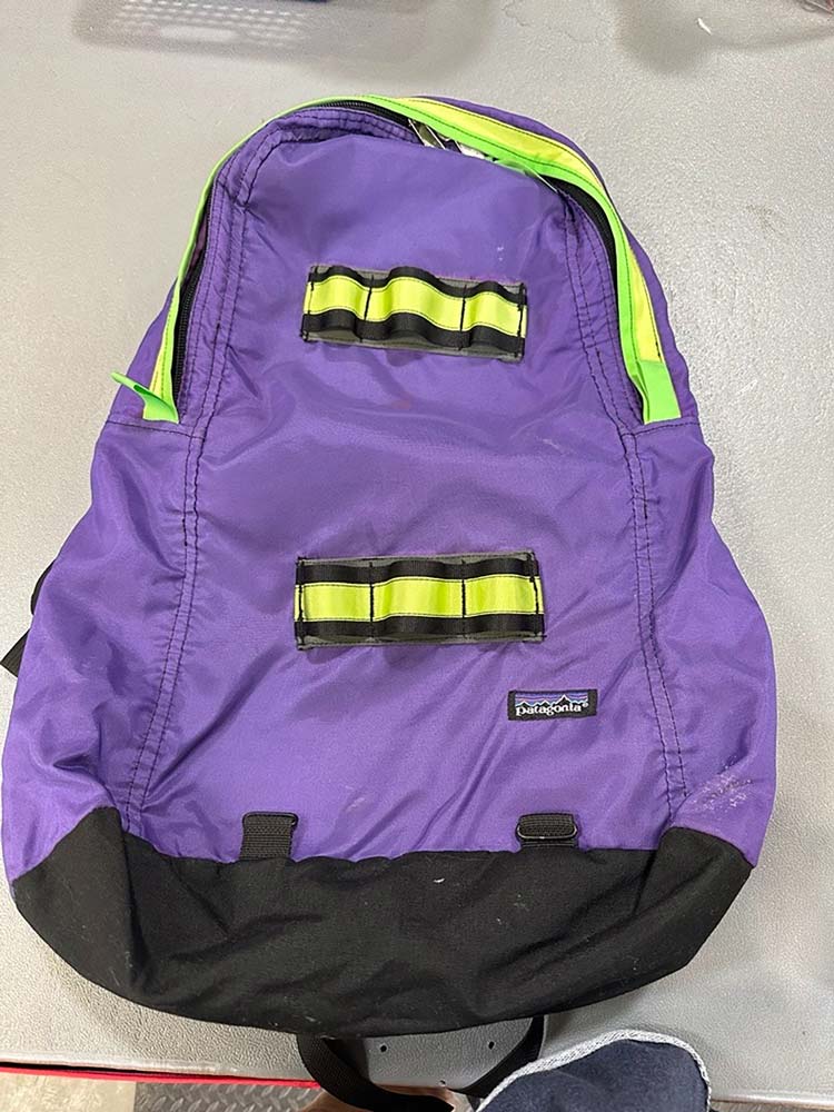 An old purple Patagonia backpack.