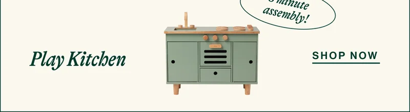 The Play Kitchen 5 minute assembly! Shop Now