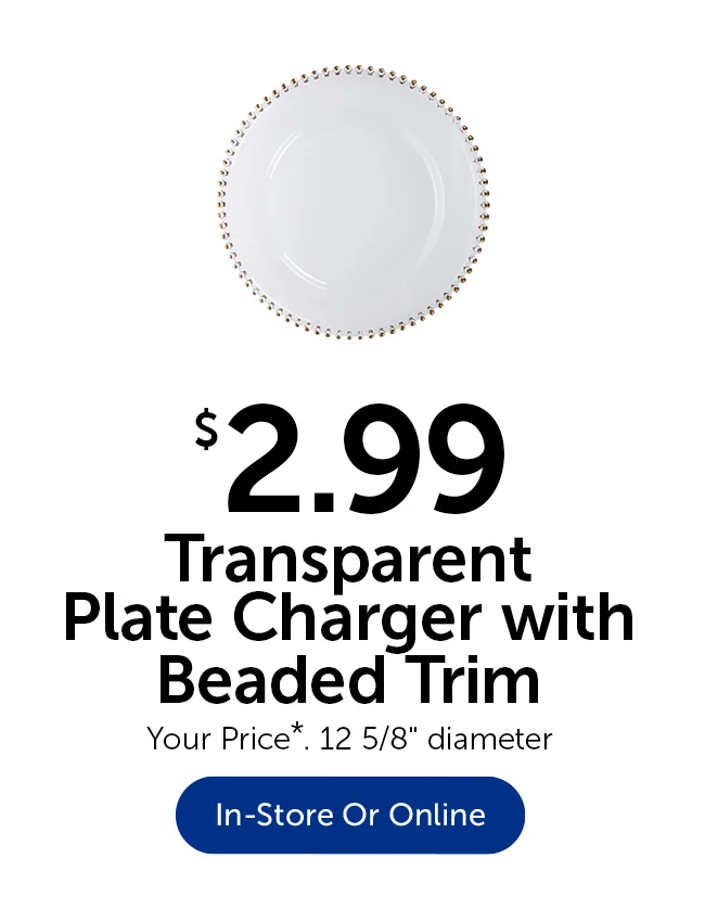 Transparent Plate Charger With Beaded Trim