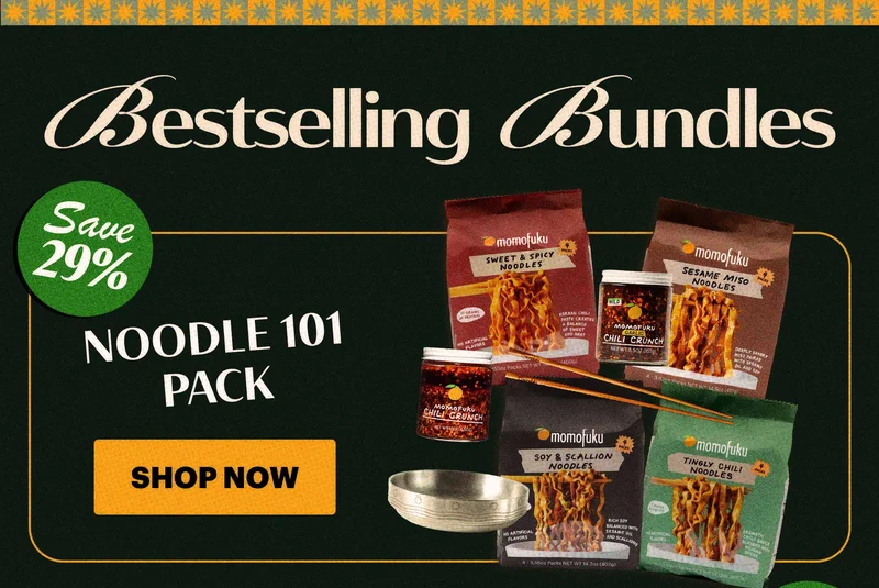Header: BESTSELLING BUNDLES  Noodle 101 Pack 29% off CTA: SHOP NOW