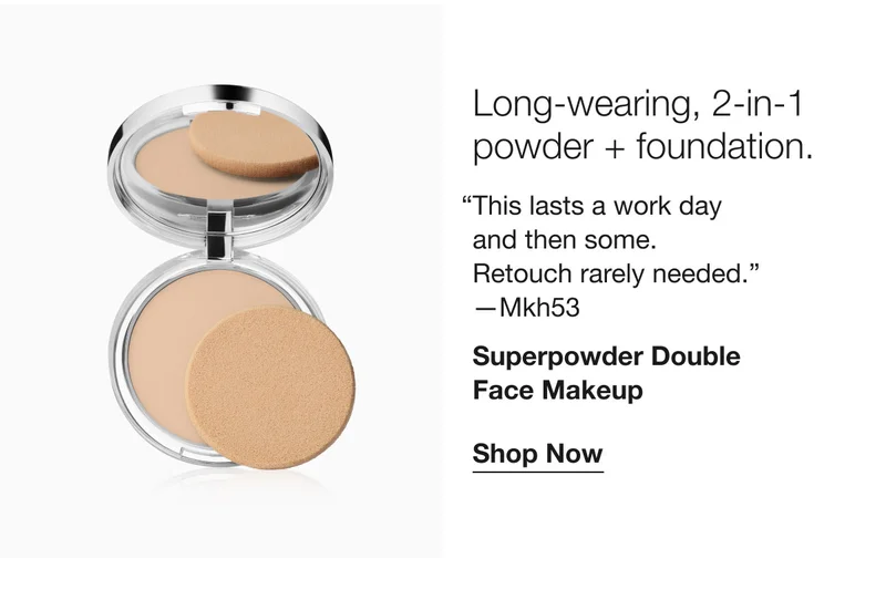 Long-wearing, 2-in-1 powder + foundation. | “This lasts a work day and then some. Retouch rarely needed.” —Mkh53 | Superpowder Double Face Makeup | Shop Now